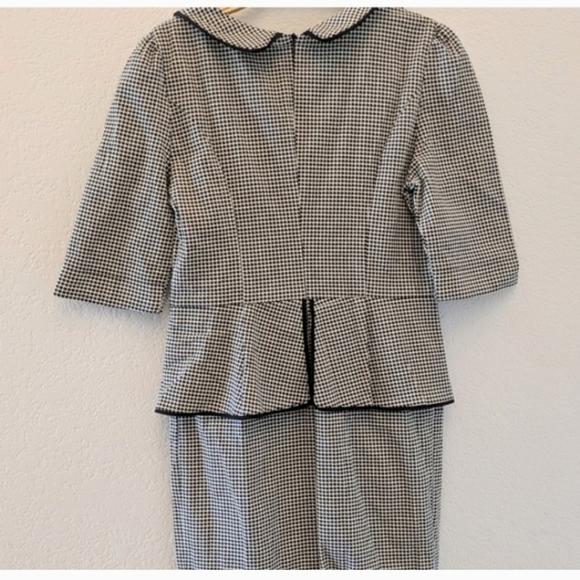 Miusol Black white Houndstooth Plaid Peter Pan Collar Midi Dress Medium - Picture 3 of 7